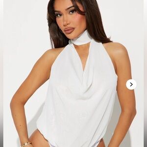 Fashion Nova White Halter Bodysuit
